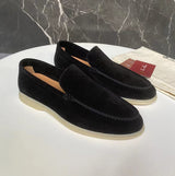 Herren Klassische Braune Wildleder Loafer Slip-On – Elegante Freizeitschuhe – Schwarz