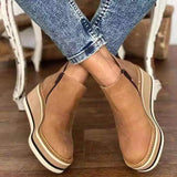 Damen nan Keilabsatz-Stiefelette mit verstecktem Plateau und elastischen Einstiegsleisten Drune – Braun