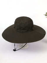 Damen Sonnenhut mit breiter Krempe und verstellbarem Kinnband – Grün