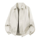 Herren Oversize-Blouson mit elastischem Saum und verdecktem Reißverschluss – Weißgrau