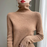 Damen Slim Fit Rollkragenpullover – Goldsand Kamel