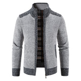 Herren Langarm-Zip-Jacke mit Taschen – Hellgrau