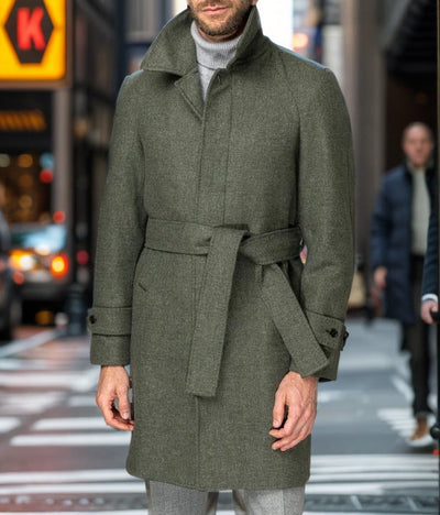 Herren eleganter Trenchcoat mit taillierbarem Gürtel und hochwertigem Innenfutter Aliams