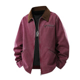 Herren Langarmjacke mit Kragen und Taschen – Rot