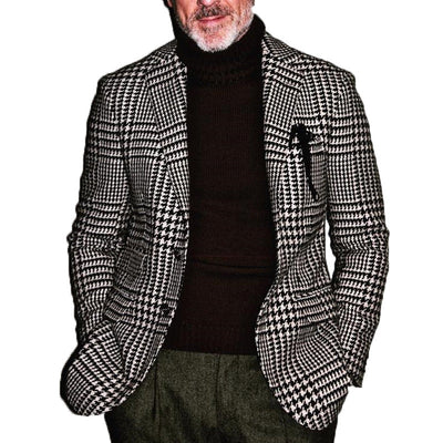 Herren eleganter Baumwoll-Blazer mit Hahnentrittmuster Aliams