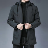Herren Langarm Kapuzenjacke mit Taschen – Grau
