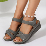 Damen Orthopädische Plateau Keilsandalen – Verstellbare Komfort Riemen – Grau