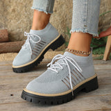 Damen Schnür Mesh Sneaker – Atmungsaktive Laufschuhe Mit Grip Sohle – Grau