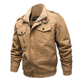 Herren Canvas-Fieldjacke mit Stehkragen und multifunktionalen Taschen – Khaki 2701