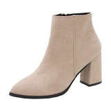 Damen Stiefeletten mit blockierendem Absatz und Reißverschluss – Apricot