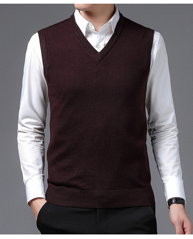 Herren V-Pullover aus feiner Baumwollmischung mit eleganter Struktur Aliams