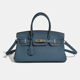 Jana | Damen Leder Schultertasche – Strukturierte Handtasche Rindsleder Crossbody für Büro 2026 – Jeansblau