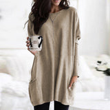 Damen nan oversized Longshirt mit Kontrastblock und aufgesetzten Taschen Drune – Gelb