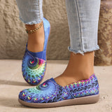 Damen Bunte Slip-On Ballerinas – Elastischer Bund Komfort Schuhe – Blau