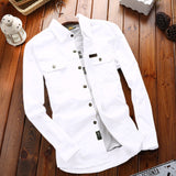Herren Canvas-Overshirt mit Klappbrusttaschen und verstärkten Nähten – Weiß
