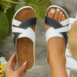 Damen Offene Riemchen Leder Sandalen – Bequeme Sommerschuhe – Schwarzweiß