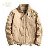 Herren Canvasjacke mit Teddykragen, Isolierfütterung und Kordelzug – Khaki