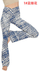 Damen nan taillenhohe Yogahose mit überkreuztem Bund und ausgestelltem Saum mit Schlitz Drune – Tie-Dye Dunkelblau