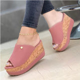 Damen Elegante Offene Keilsandalen – Bequeme Sommerschuhe – Rosa