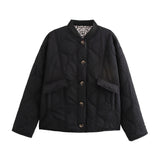 Damen Langarm Rundhalsjacke mit Knöpfen und Taschen – Schwarz