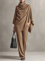 Helena | Elegantes drapiertes Damen Zweiteiler – Khaki