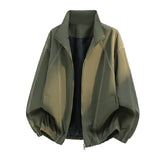 Herren Oversize-Leichtblouson mit Stehkragen und elastischem Saum – Olivgrün