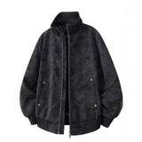 Herren-Bomberjacke mit langen Ärmeln und Taschen – Schwarz