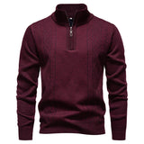 Herren Pullover mit Reißverschluss – Bordeaux