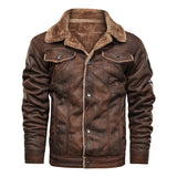 Herren Jeansjacke mit Teddyfutter und Druckknopfleiste – Braun 821