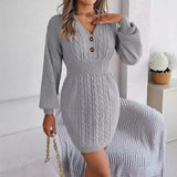 Mira | Damen Bodycon-Strickkleid modern & elegant – Grau
