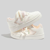 Damen Atmungsaktive Weiße Mesh Sneaker Mit Schnürung – Rosa