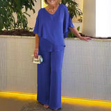 Martha | Damen Komfortables Set Weites Bein – Wide Leg Set Komfort 2026 – Blau