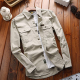 Herren Canvas-Overshirt mit Klappbrusttaschen und verstärkten Nähten – Cremeweiß