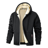 Herren Langarm Kapuzenjacke mit Kordelzug und Taschen – Schwarz