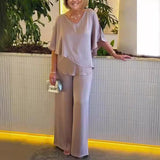 Martha | Damen Komfortables Set Weites Bein – Wide Leg Set Komfort 2026 – Khaki