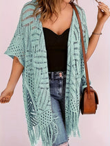 Soravina | Strick-Kimono mit Quasten und fließendem Fall – Hellgrün