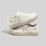 Damen Stilvolle Schnürbare Blaue Ledersneaker – Gelb