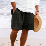 Niklas | Herren Gestreifte Kordelzug Locker sitzende Strandshorts – Schwarz