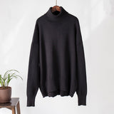 Emma | Damen Lässiger Warmer Strickpullover mit geripptem Saum – Schwarz