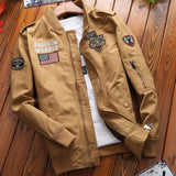 Herren Patchwork-Bomberjacke mit Ärmeltasche und geripptem Bündchen – Khaki 2502