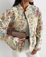 Damen Langarm-Jacke mit Knöpfen – Aprikose