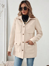Damen Utility-Jacke mit praktischen Taschen – Aprikosenfarbe
