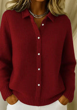 AVORA | KLASSISCHE, WEICHE STRICKJACKE – Bordeauxrot