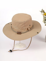 Damen Sonnenhut mit breiter Krempe und Nackenband – Khaki
