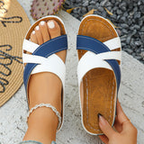 Damen Offene Riemchen Leder Sandalen – Bequeme Sommerschuhe – Blau