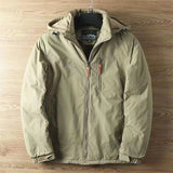 Herren wasserabweisende Allwetter-Trekkingjacke mit Kapuze – Khaki