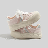 Damen Stilvolle Schnürbare Ledersneaker Mit Plateausohle – Rosa