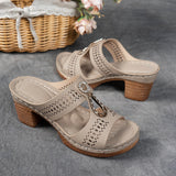 Damen Elegante Plateau Sandalen – Funkelnde Riemen Komfort Schuhe – Beige