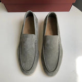Herren Klassische Braune Wildleder Loafer Slip-On – Elegante Freizeitschuhe – Hellgrün