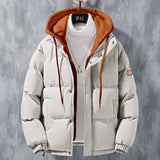 Herren wattierte Steppjacke mit Kapuze und Zwei-Wege-Reißverschluss – Karamell